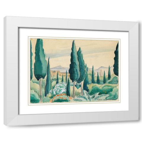 A Moroccan landscape with pine trees White Modern Wood Framed Art Print with Double Matting by Wegener, Gerda