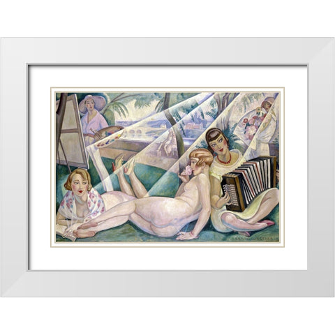 A Summer Day 1927 White Modern Wood Framed Art Print with Double Matting by Wegener, Gerda