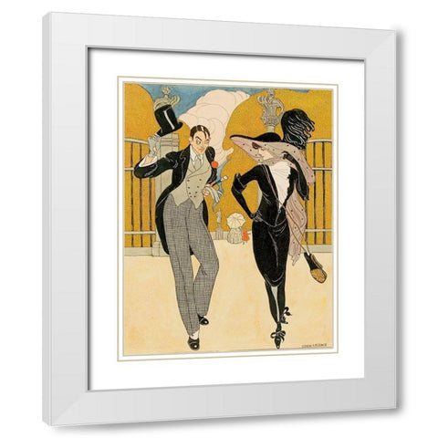 An elegant couple White Modern Wood Framed Art Print with Double Matting by Wegener, Gerda