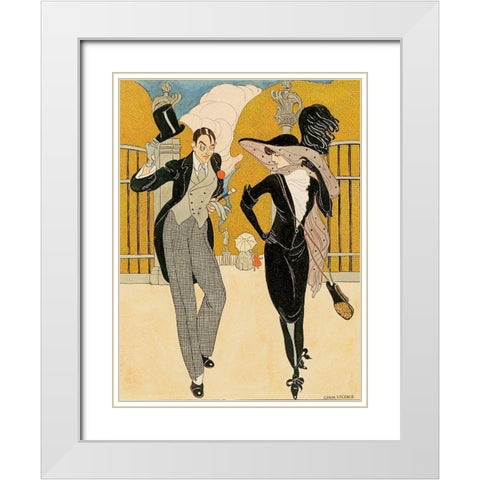 An elegant couple White Modern Wood Framed Art Print with Double Matting by Wegener, Gerda