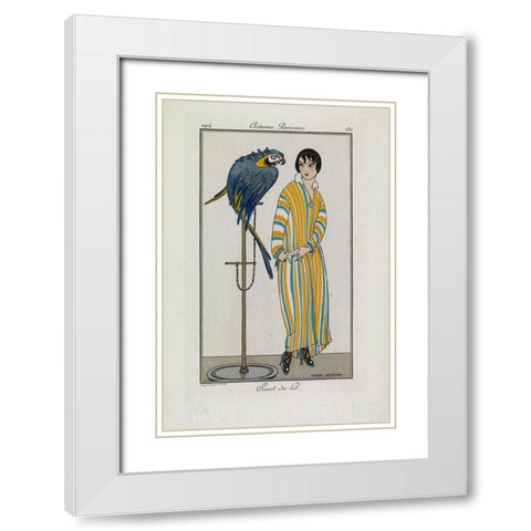 Fashion Drawing Dressing gown White Modern Wood Framed Art Print with Double Matting by Wegener, Gerda