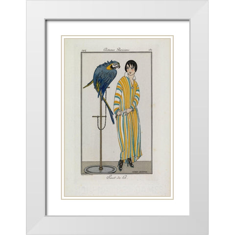 Fashion Drawing Dressing gown White Modern Wood Framed Art Print with Double Matting by Wegener, Gerda