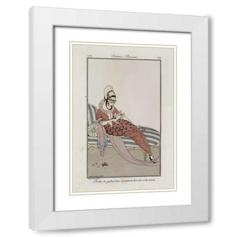 Fashion Drawing Ruffled dress White Modern Wood Framed Art Print with Double Matting by Wegener, Gerda