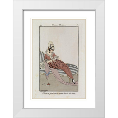 Fashion Drawing Ruffled dress White Modern Wood Framed Art Print with Double Matting by Wegener, Gerda
