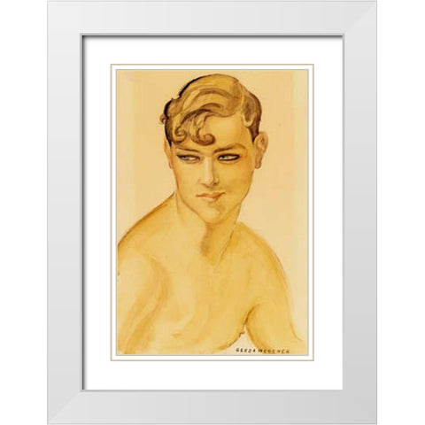 Portrait 1938 White Modern Wood Framed Art Print with Double Matting by Wegener, Gerda