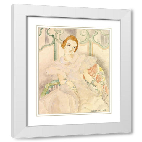 Portrait of a young woman in a white dress White Modern Wood Framed Art Print with Double Matting by Wegener, Gerda