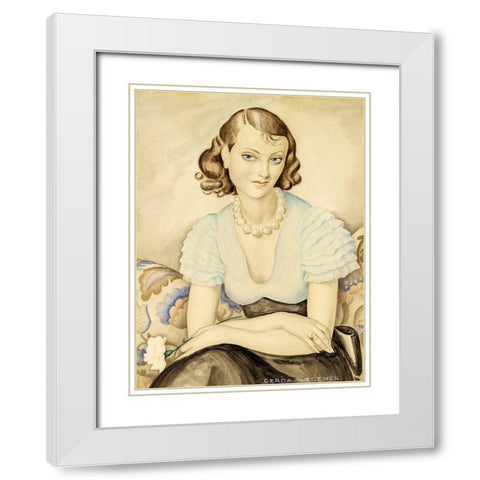 Portrait of a young woman White Modern Wood Framed Art Print with Double Matting by Wegener, Gerda