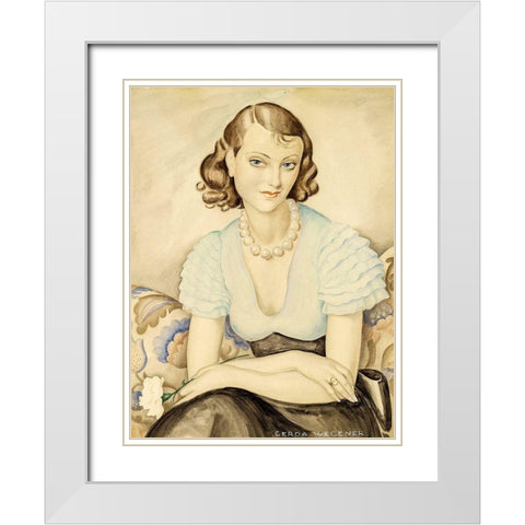 Portrait of a young woman White Modern Wood Framed Art Print with Double Matting by Wegener, Gerda