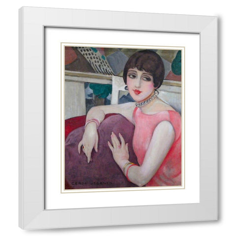 Portrait of Lili Elbe White Modern Wood Framed Art Print with Double Matting by Wegener, Gerda