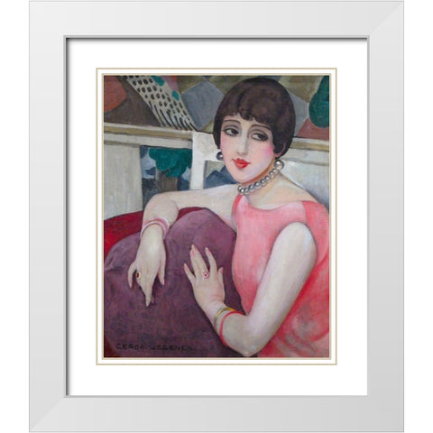 Portrait of Lili Elbe White Modern Wood Framed Art Print with Double Matting by Wegener, Gerda