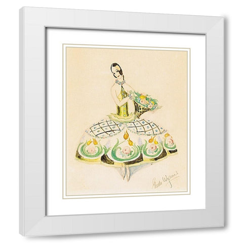 Portrait of solo dancer Ulla Poulsen as a flower girl White Modern Wood Framed Art Print with Double Matting by Wegener, Gerda