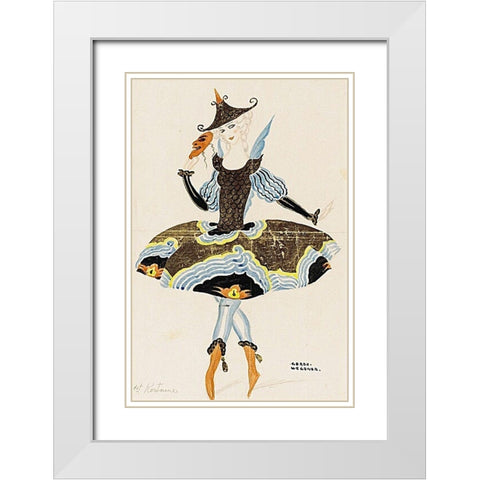 Solo dancer Ulla Poulsen in an oriental costume White Modern Wood Framed Art Print with Double Matting by Wegener, Gerda