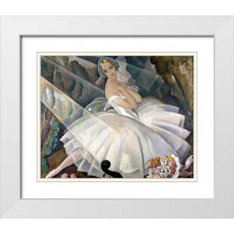The Ballerina Ulla Poulsen in the Ballet Chopiniana White Modern Wood Framed Art Print with Double Matting by Wegener, Gerda