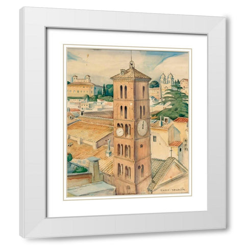 View of Rome near the church Trinitati Dei Monti White Modern Wood Framed Art Print with Double Matting by Wegener, Gerda