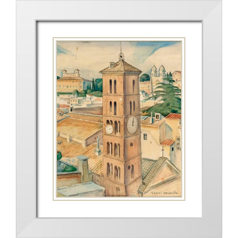 View of Rome near the church Trinitati Dei Monti White Modern Wood Framed Art Print with Double Matting by Wegener, Gerda