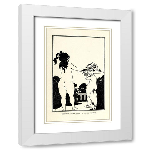 Book plate 1918 White Modern Wood Framed Art Print with Double Matting by Beardsley, Aubrey