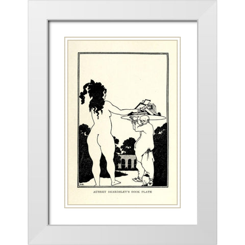 Book plate 1918 White Modern Wood Framed Art Print with Double Matting by Beardsley, Aubrey