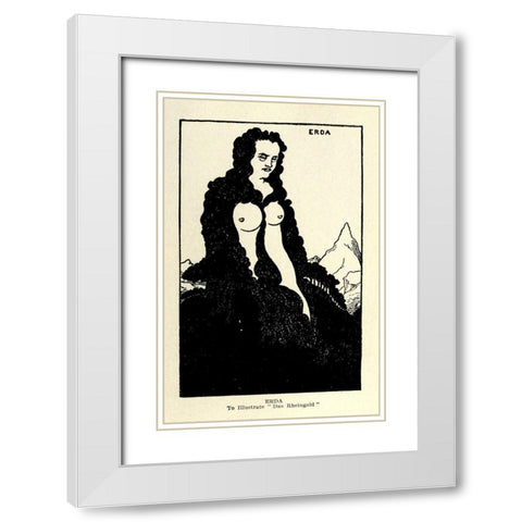 Das Rheingold Erda 1918 White Modern Wood Framed Art Print with Double Matting by Beardsley, Aubrey