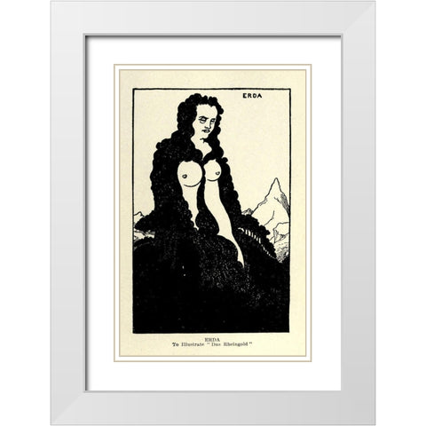 Das Rheingold Erda 1918 White Modern Wood Framed Art Print with Double Matting by Beardsley, Aubrey