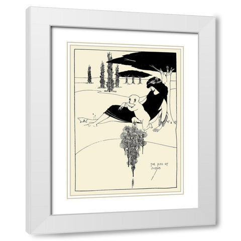 Kiss of Judas 1918 White Modern Wood Framed Art Print with Double Matting by Beardsley, Aubrey