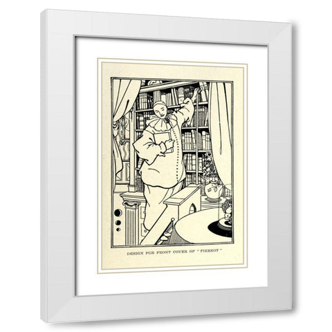 Pierrot 1918 White Modern Wood Framed Art Print with Double Matting by Beardsley, Aubrey
