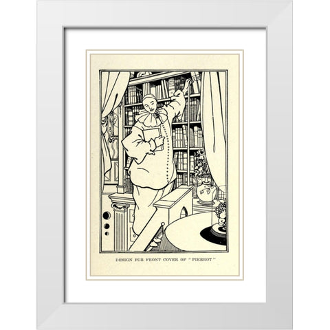 Pierrot 1918 White Modern Wood Framed Art Print with Double Matting by Beardsley, Aubrey
