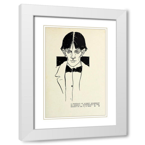 Self-portrait 1918 White Modern Wood Framed Art Print with Double Matting by Beardsley, Aubrey
