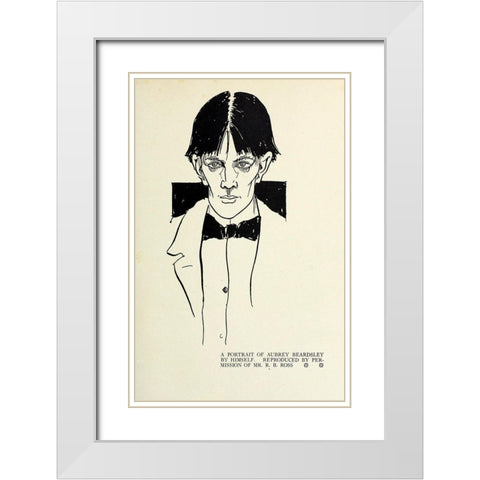 Self-portrait 1918 White Modern Wood Framed Art Print with Double Matting by Beardsley, Aubrey