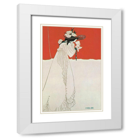 Isolde 1899 White Modern Wood Framed Art Print with Double Matting by Beardsley, Aubrey