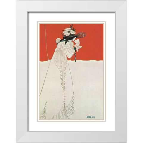 Isolde 1899 White Modern Wood Framed Art Print with Double Matting by Beardsley, Aubrey