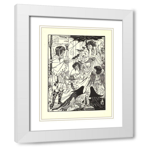 Dreams 1902 White Modern Wood Framed Art Print with Double Matting by Beardsley, Aubrey