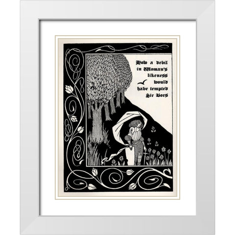 Morte DArthur 1893 - Devil as Women 1 White Modern Wood Framed Art Print with Double Matting by Beardsley, Aubrey