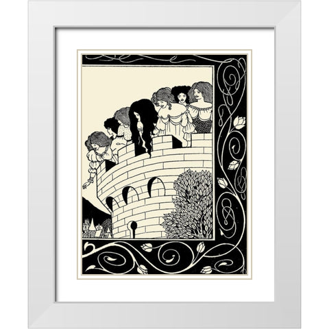 Morte DArthur 1893 - Devil as Women 2 White Modern Wood Framed Art Print with Double Matting by Beardsley, Aubrey