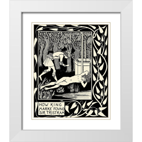 Morte DArthur 1893 - How King Marke found Sir Tristram White Modern Wood Framed Art Print with Double Matting by Beardsley, Aubrey