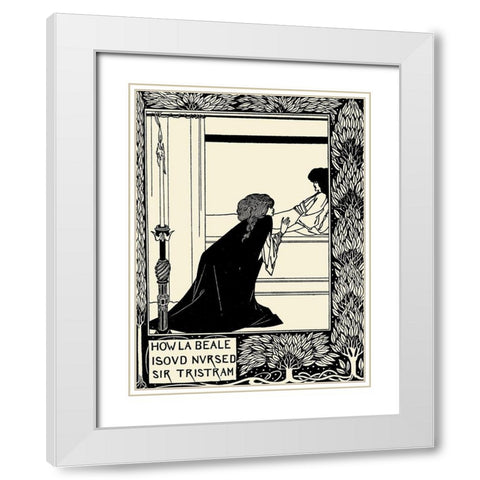 Morte DArthur 1893 - How La Beale Isoud Nursed Sir Tristram White Modern Wood Framed Art Print with Double Matting by Beardsley, Aubrey