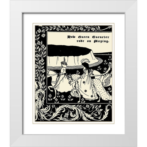 Morte DArthur 1893 - How Queen Guenever Rode White Modern Wood Framed Art Print with Double Matting by Beardsley, Aubrey