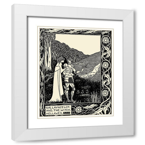 Morte DArthur 1893 - Sir Lancelot White Modern Wood Framed Art Print with Double Matting by Beardsley, Aubrey
