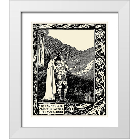 Morte DArthur 1893 - Sir Lancelot White Modern Wood Framed Art Print with Double Matting by Beardsley, Aubrey