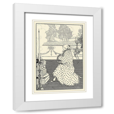 Rape of the Lock 1896 - The Barons prayer White Modern Wood Framed Art Print with Double Matting by Beardsley, Aubrey