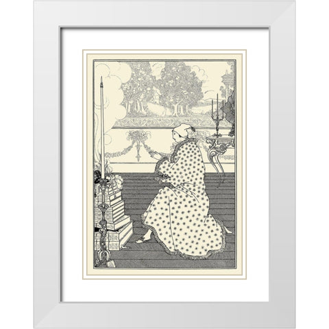 Rape of the Lock 1896 - The Barons prayer White Modern Wood Framed Art Print with Double Matting by Beardsley, Aubrey