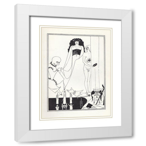 Salome - Enter Herodias White Modern Wood Framed Art Print with Double Matting by Beardsley, Aubrey