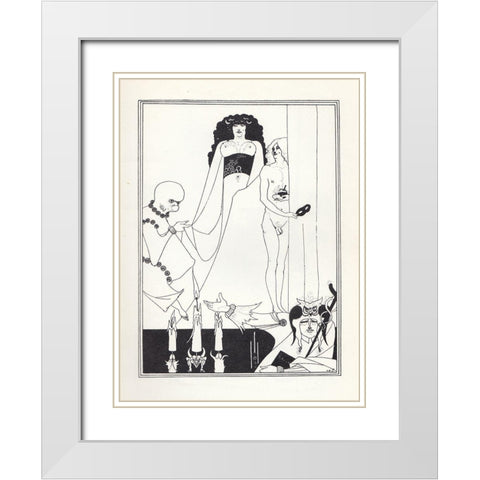 Salome - Enter Herodias White Modern Wood Framed Art Print with Double Matting by Beardsley, Aubrey
