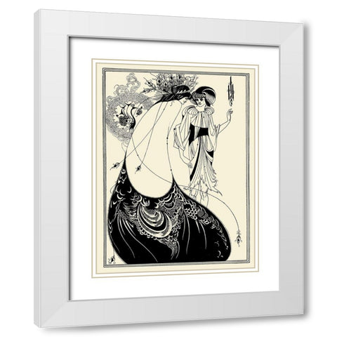 Salome 1894 - Peacock skirt White Modern Wood Framed Art Print with Double Matting by Beardsley, Aubrey