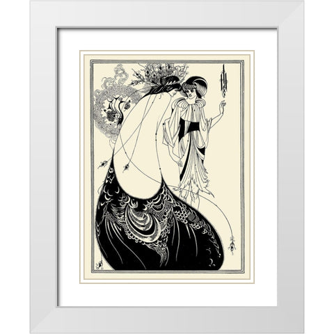 Salome 1894 - Peacock skirt White Modern Wood Framed Art Print with Double Matting by Beardsley, Aubrey