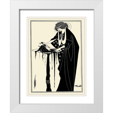 Salome 1894 - The Dancers Reward White Modern Wood Framed Art Print with Double Matting by Beardsley, Aubrey