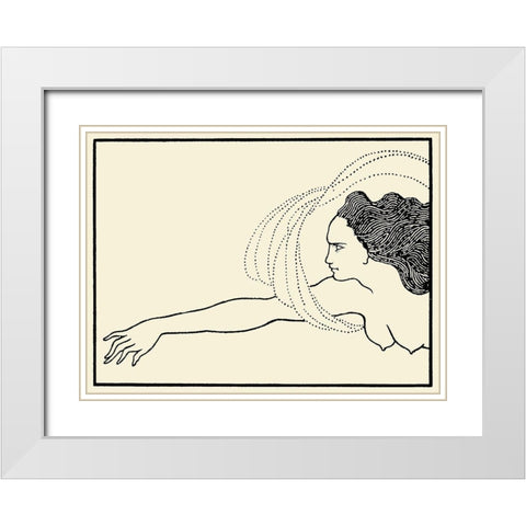 Savoy 1896 Vol.8 - Das Rheingold Flosshilde White Modern Wood Framed Art Print with Double Matting by Beardsley, Aubrey