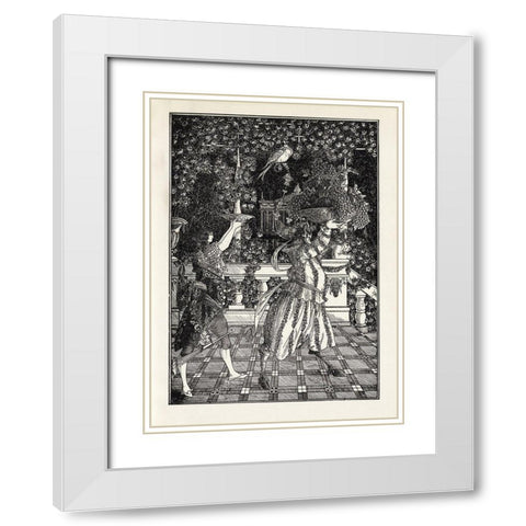 Under the Hill 1903 - Fruit Bearers White Modern Wood Framed Art Print with Double Matting by Beardsley, Aubrey