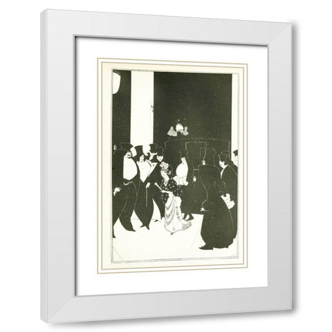 Yellow Book 1894 Vol.3 - Lady Golds Escort White Modern Wood Framed Art Print with Double Matting by Beardsley, Aubrey