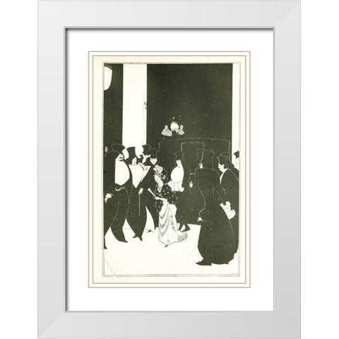 Yellow Book 1894 Vol.3 - Lady Golds Escort White Modern Wood Framed Art Print with Double Matting by Beardsley, Aubrey