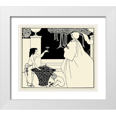 Yellow Book 1895 Vol.4 - Front cover White Modern Wood Framed Art Print with Double Matting by Beardsley, Aubrey